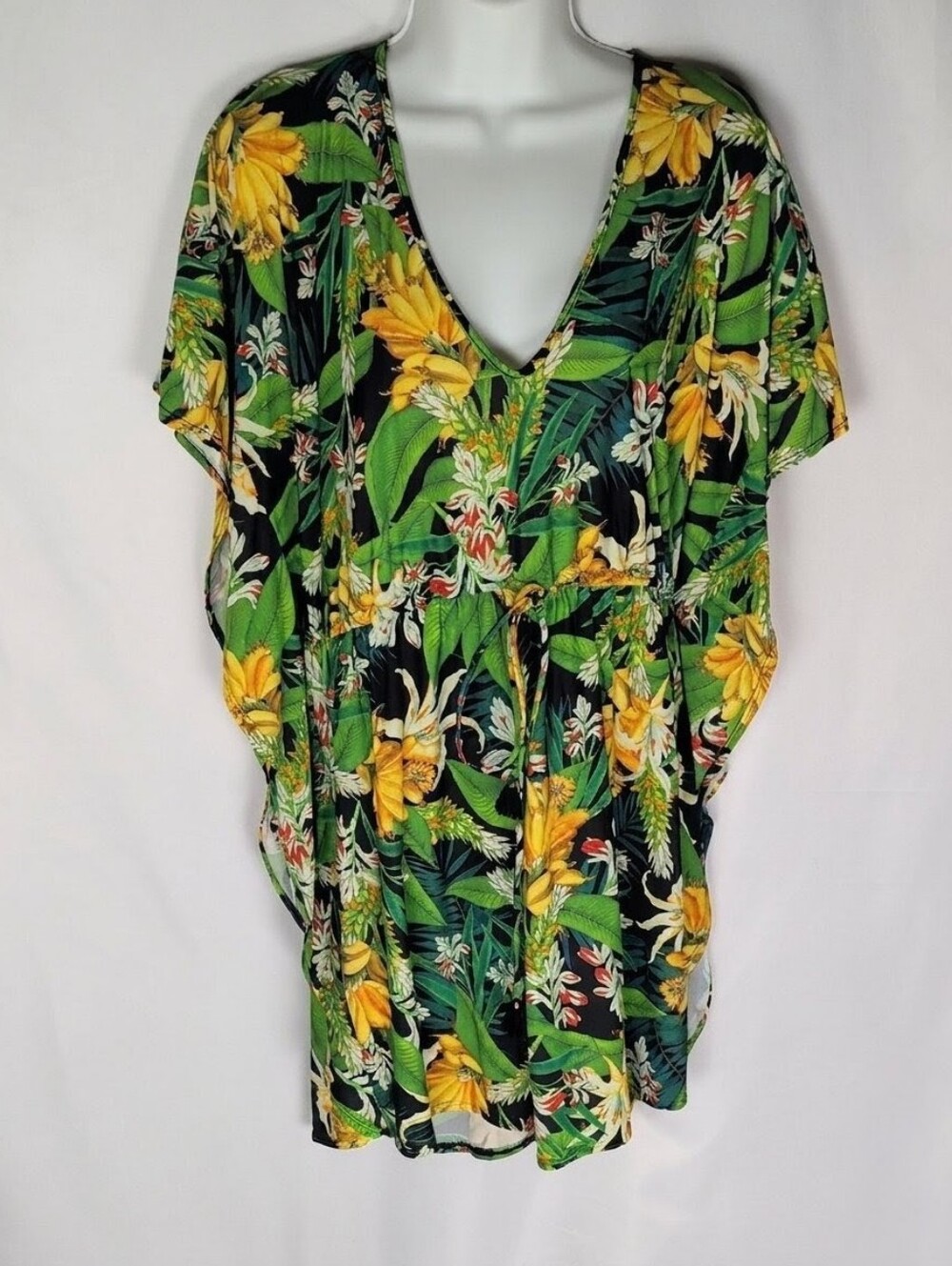 Blue Man Brazilian Banana Print Kaftan Beach Cover-Up Dress Resort Wear L